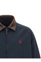 Leather collar jacket Blue