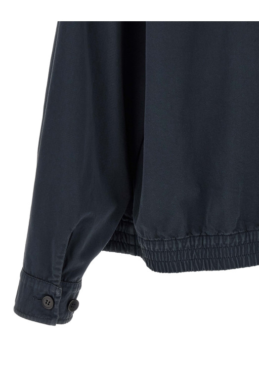 Leather collar jacket Blue