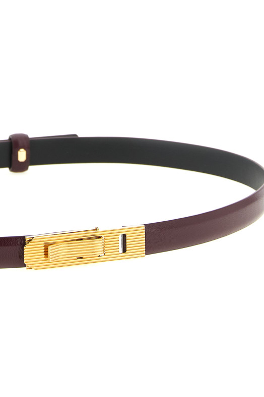 Striped buckle belt Bordeaux