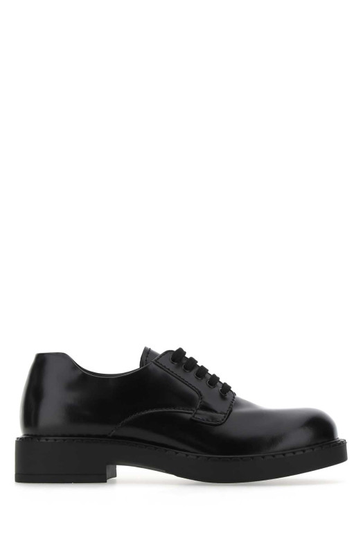 Black leather lace-up shoes Black PRADA (2EE345055)
