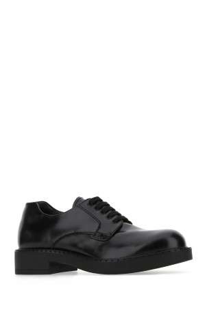 Black leather lace-up shoes Black PRADA (2EE345055)