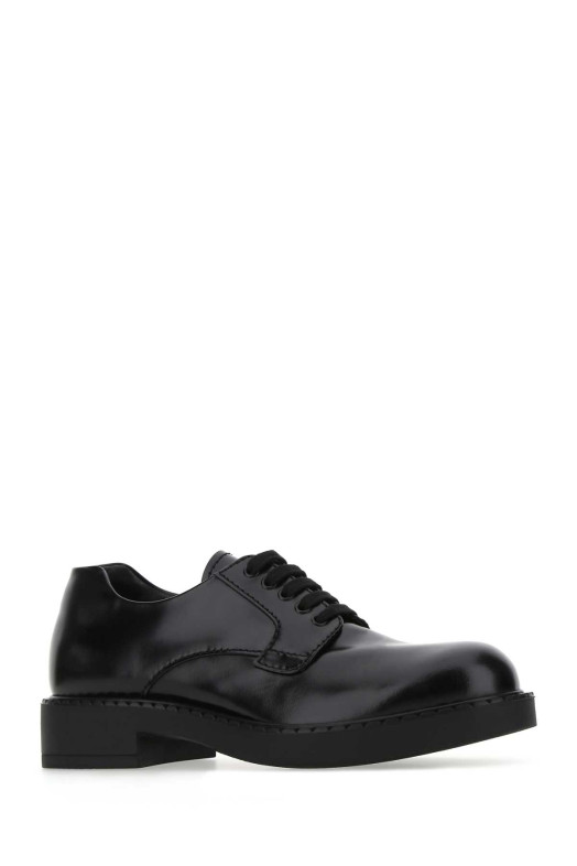 Black leather lace-up shoes Black PRADA (2EE345055)