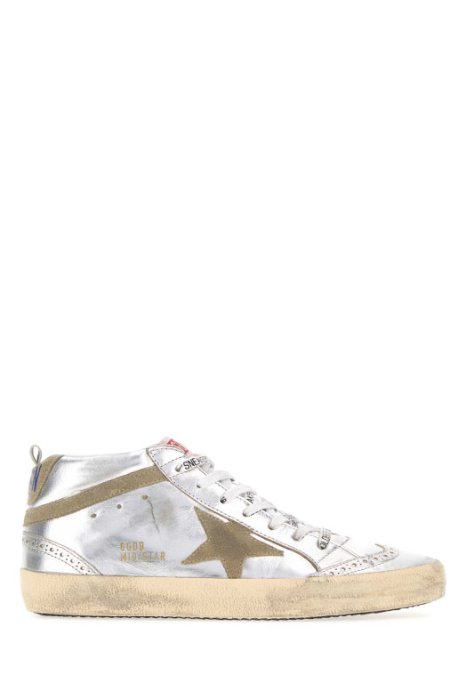 Срібні шкіряні кросівки Mid Star від GOLDEN GOOSE DELUXE BRAND (GWF00122F002794)