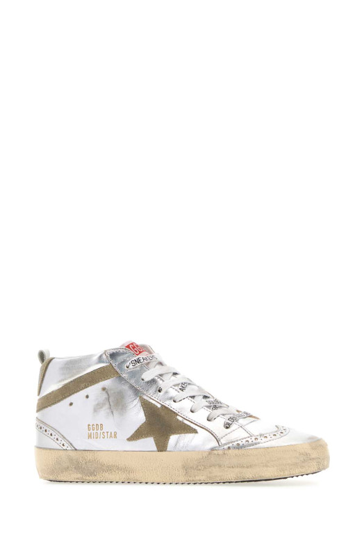 Срібні шкіряні кросівки Mid Star від GOLDEN GOOSE DELUXE BRAND (GWF00122F002794)