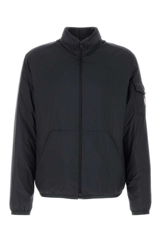 Темно-синяя нейлоновая куртка-пуховик Breezes черного цвета MONCLER (L10911A00014597YD)