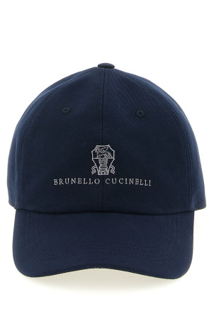 Бейсболка с вышитым логотипом, синяя BRUNELLO CUCINELLI M252D9850CKL84