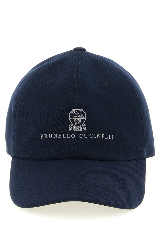 Бейсболка с вышитым логотипом, синяя BRUNELLO CUCINELLI M252D9850CKL84