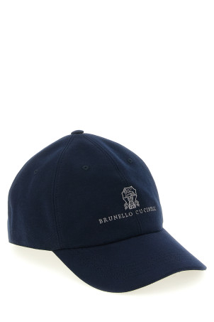 Бейсболка с вышитым логотипом, синяя BRUNELLO CUCINELLI M252D9850CKL84