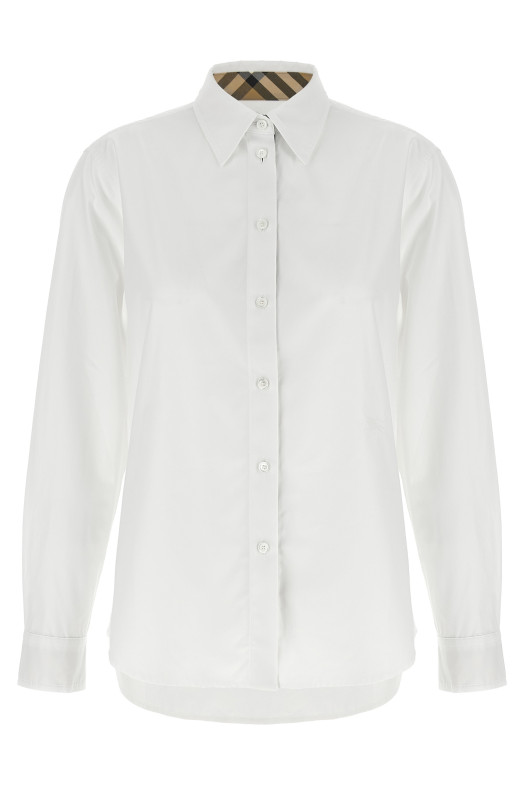 Рубашка с вставками в клетку Burberry, белая 8111217WHITE
