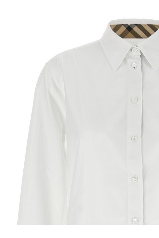Рубашка с вставками в клетку Burberry, белая 8111217WHITE