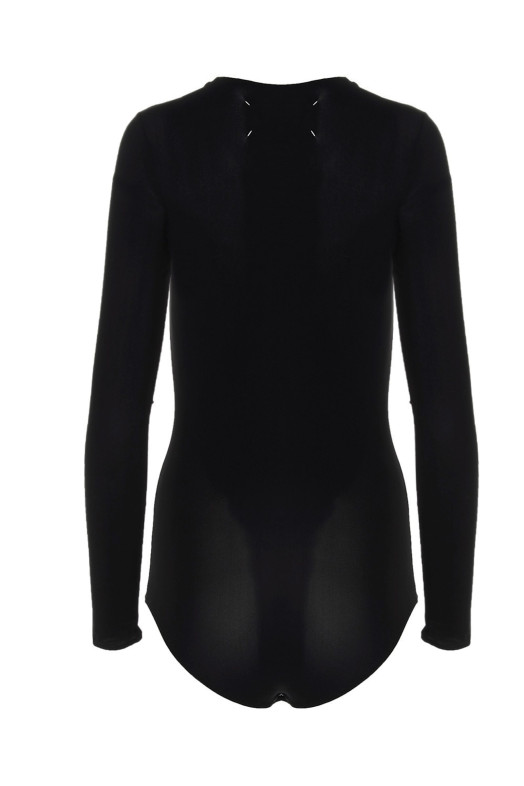 Long sleeves crew neck bodysuit Black
