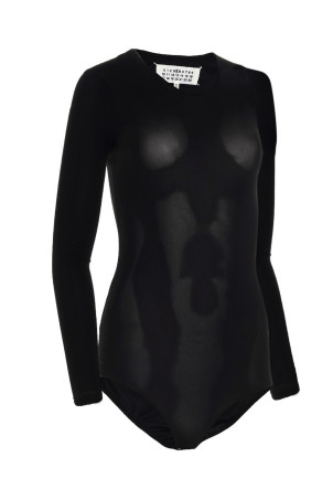 Long sleeves crew neck bodysuit Black