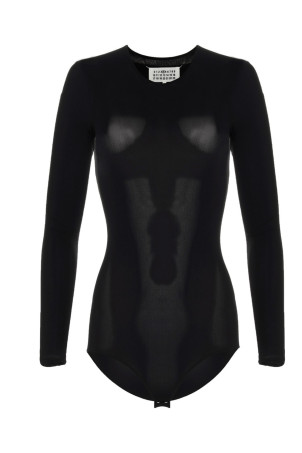 Long sleeves crew neck bodysuit Black