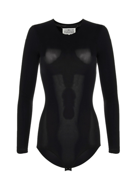 Long sleeves crew neck bodysuit Black