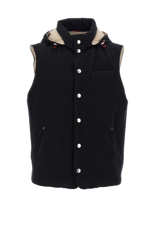 Padded wool vest Black