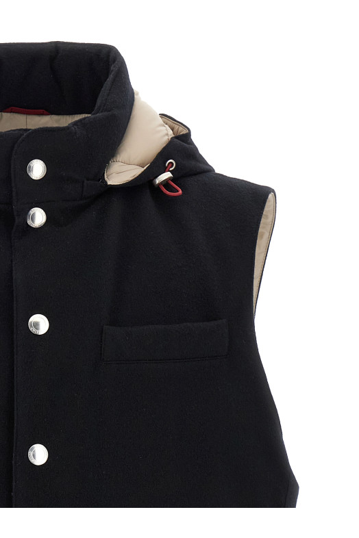 Padded wool vest Black
