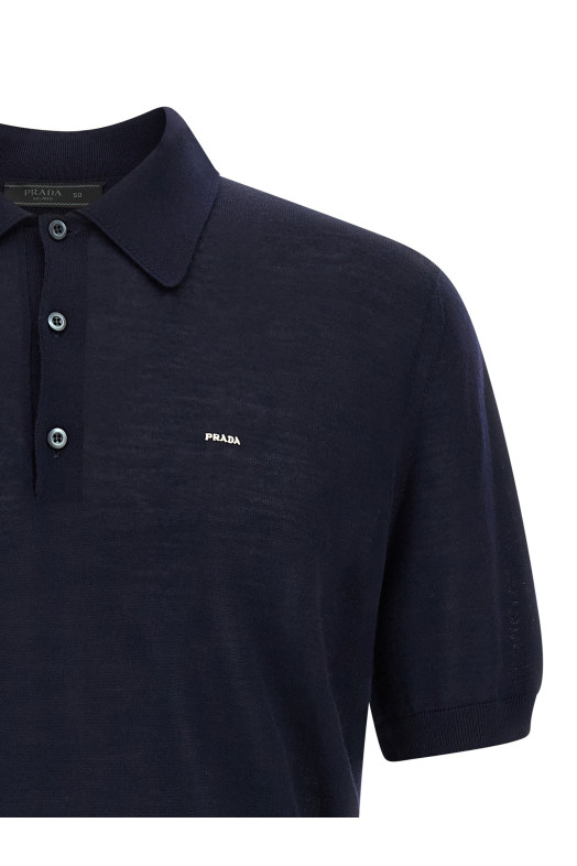 Wool polo shirt Blue