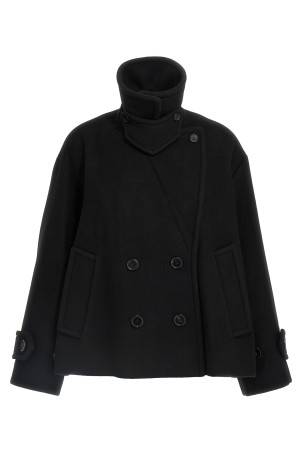 Double breasted wool coat Black