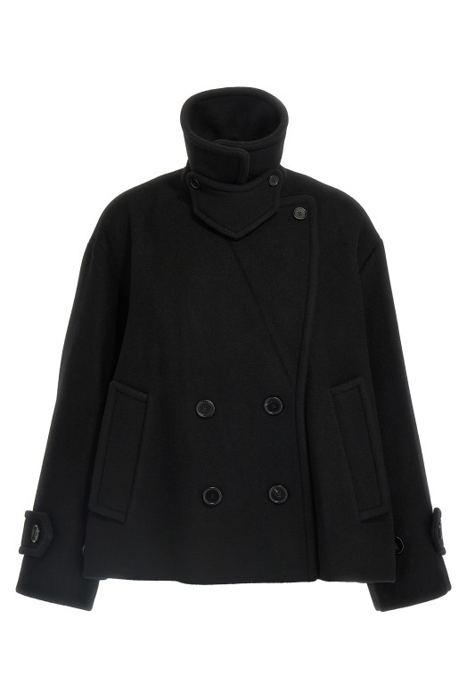 Double breasted wool coat Black