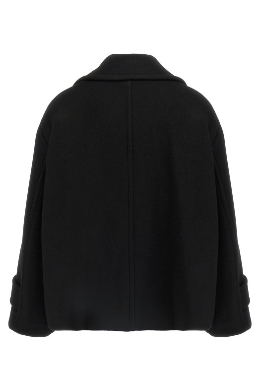 Double breasted wool coat Black