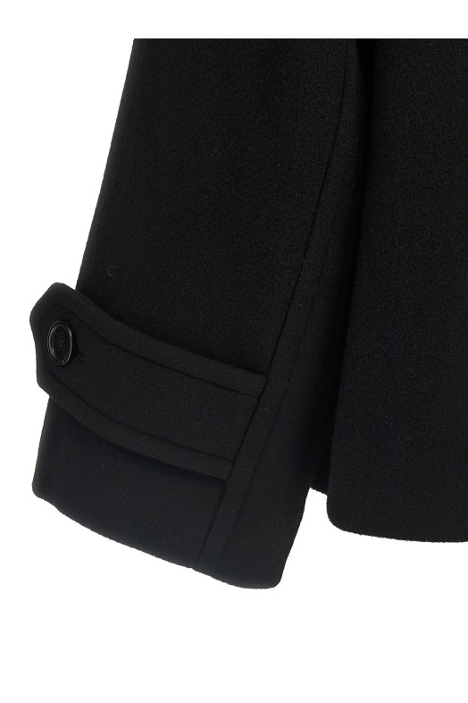 Double breasted wool coat Black