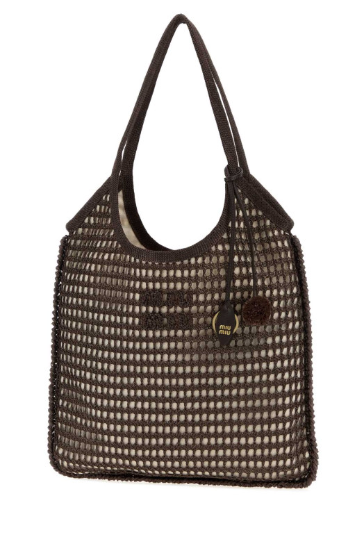 Коричневая вязаная крючком сумка для покупок Ivy от MIU MIU (5BG231VOBY2I0C)