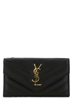 Black leather card holder Black SAINT LAURENT (612808BOW01)