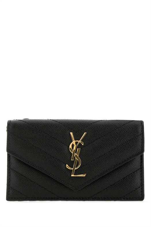 Black leather card holder Black SAINT LAURENT (612808BOW01)