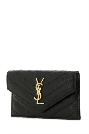 Black leather card holder Black SAINT LAURENT (612808BOW01)