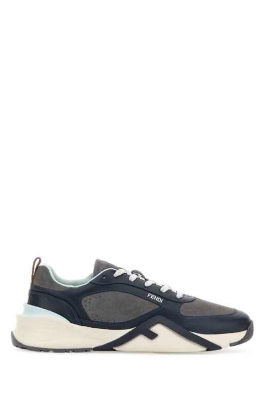 Two-tone leather and suede Fendi Flow sneakers FENDI (7E1925AY1W)