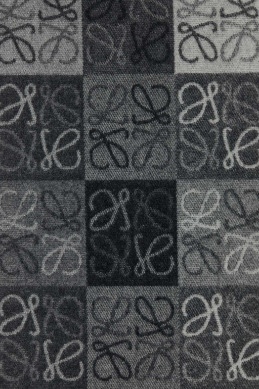 Embroidered wool blend scarf White/Black LOEWE (F810487X17)