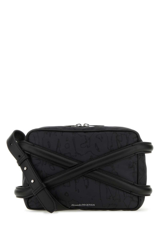 Черная нейлоновая сумка через плечо с ремнями ALEXANDER MCQUEEN (7262921AAQ0)