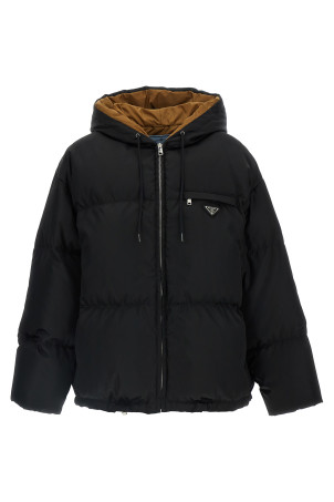 Re-Nylon maxi down jacket Black