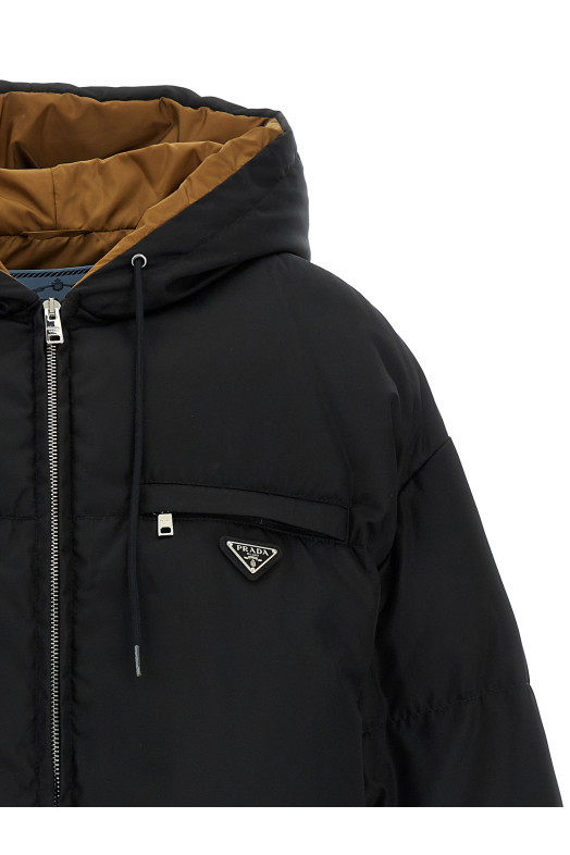 Re-Nylon maxi down jacket Black