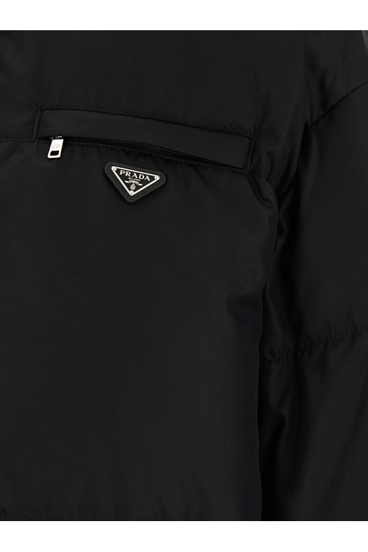 Re-Nylon maxi down jacket Black
