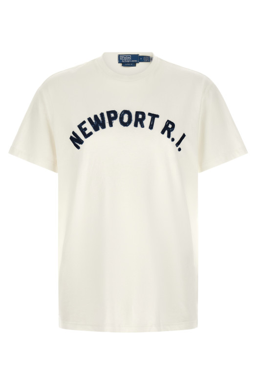 Aged effect patch T-shirt Blue