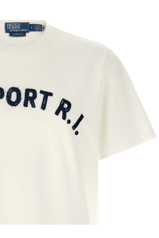 Aged effect patch T-shirt Blue