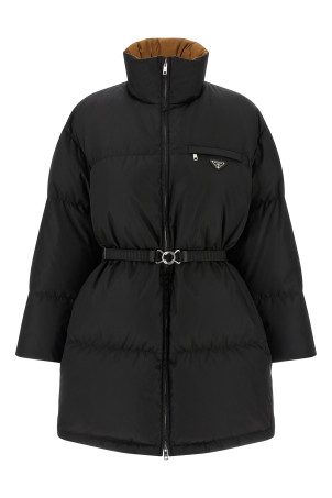 Re-Nylon maxi down jacket Black