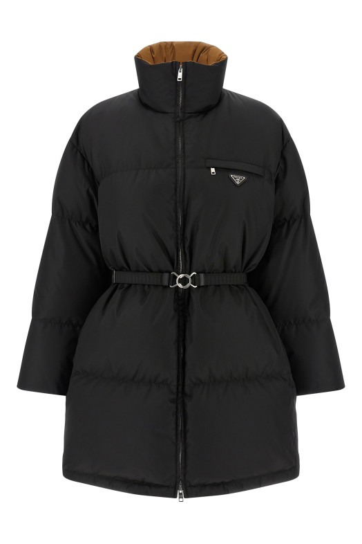 Re-Nylon maxi down jacket Black