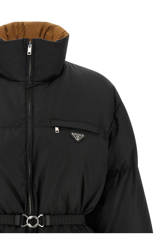 Re-Nylon maxi down jacket Black