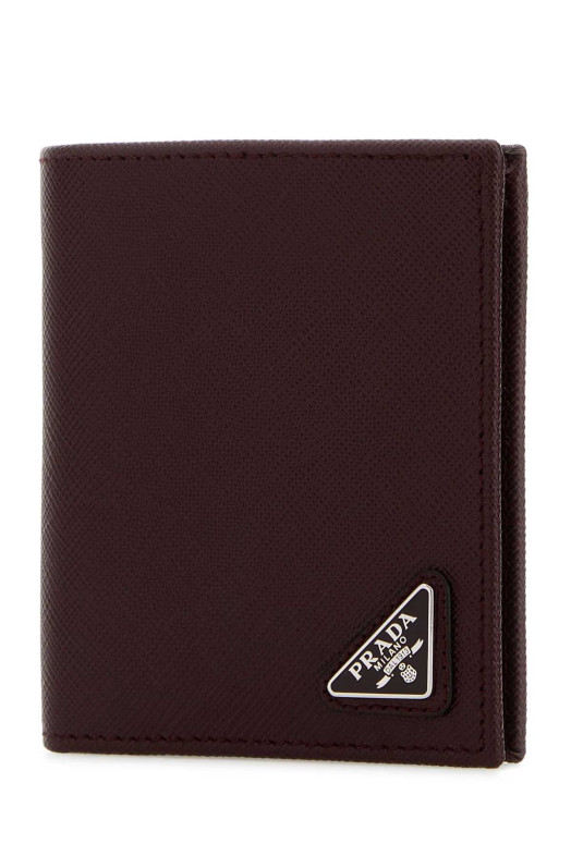 Бургундский кожаный кошелек PRADA (2MO004QHH)