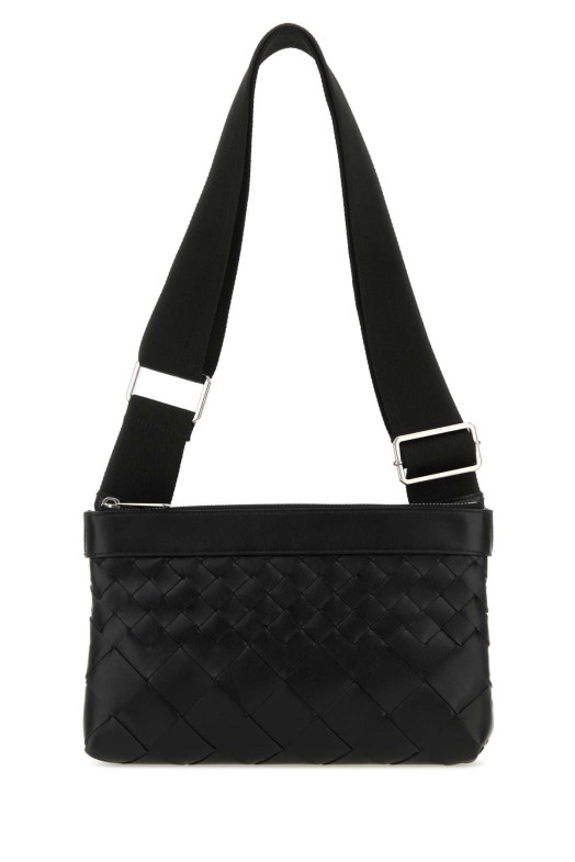 Черная кожаная сумка через плечо Duo Intrecciato от BOTTEGA VENETA (778084V3R54)