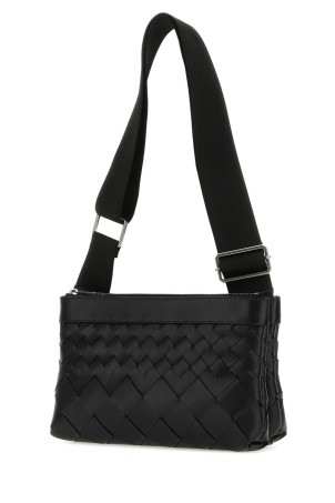 Черная кожаная сумка через плечо Duo Intrecciato от BOTTEGA VENETA (778084V3R54)