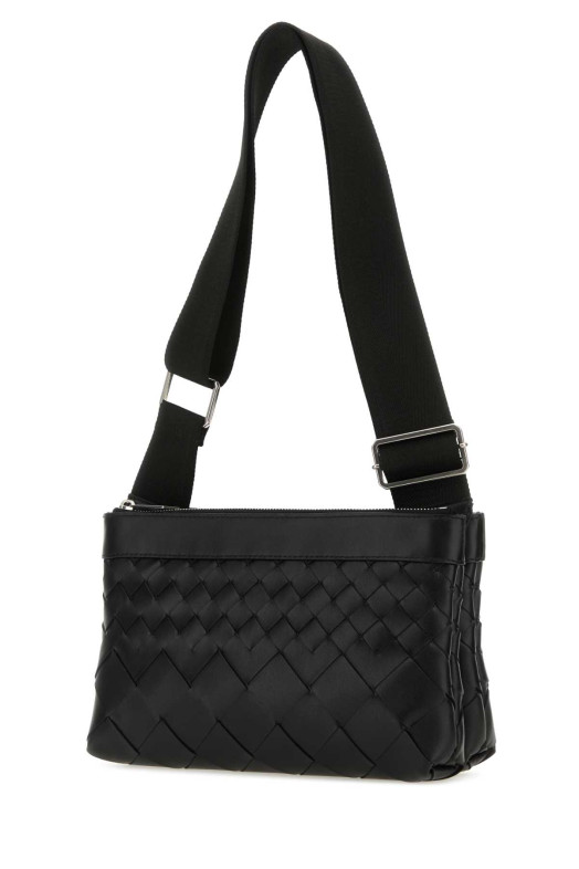 Черная кожаная сумка через плечо Duo Intrecciato от BOTTEGA VENETA (778084V3R54)