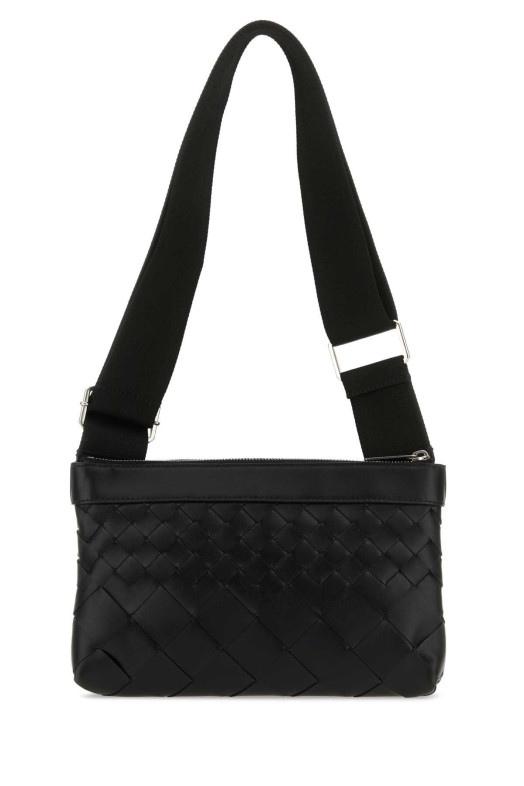 Черная кожаная сумка через плечо Duo Intrecciato от BOTTEGA VENETA (778084V3R54)