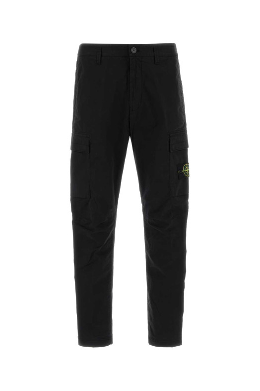 Черные брюки-карго из эластичного хлопка, черные STONE ISLAND (L1S153100032S0A10)