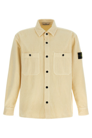 Ribbed velvet overshirt Beige