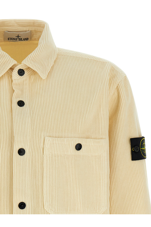 Рубашка из ребристого бархата, бежевого цвета STONE ISLAND K2S151200012S0212V0093