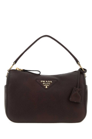 Dark brown leather small handbag PRADA (1BC277VONM2DKV)