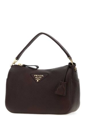 Dark brown leather small handbag PRADA (1BC277VONM2DKV)